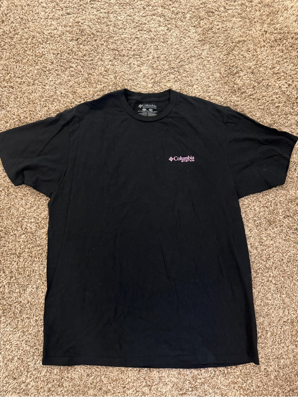 Columbia Men's Black Short Sleeve Tee with Pink Logo
